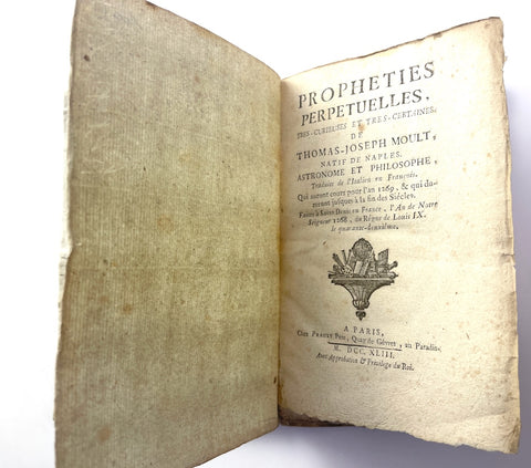 c.1741 Prophéties Thomas-Joseph Moult Nostradamus Marbled Boards