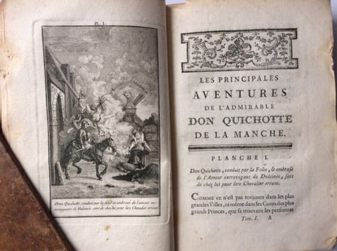 Don Quichotte (1774), by Miguel Cervantes, Published chez Bleuet 2 Volumes, 1st edition