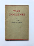 1947 Vintage Poetry Book War Nonsense by Lady Wentworth poetry